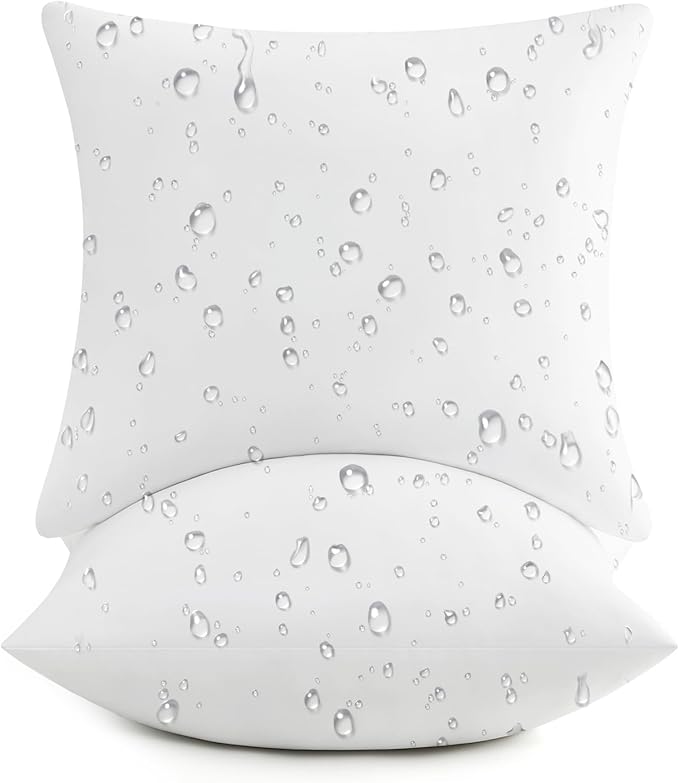 puredown® 26x26 Outdoor Pillow Inserts, Set of 2, Fluffy Soft Waterproof Down Alternative Euro Pillows for Porch Swing Sofa Couch Cushion Patio Furniture