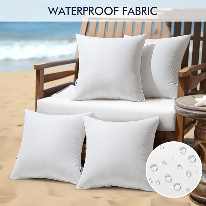 MIULEE Pack of 4 16x16 Inch Outdoor Pillow Inserts Waterproof Decorative Throw Pillow Insert, Square Lumbar Garden Pillow Form for Patio Sofa Couch