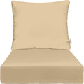 RSH DECOR Deep Seating Cushion with Pillow Back | 24” x 26” x 5" Seat | Water and Fade-Resistant Spun Fabric | Made in USA | Outdoor Chair Cushion Set for Patio Furniture (Tan)