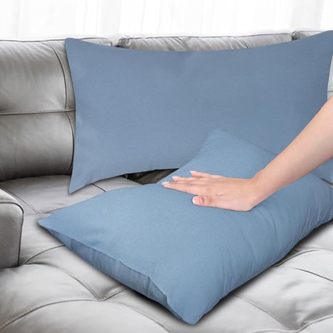 Covers & All Premium Square Throw Pillow Inserts with Covers Set of 4, 16 x 24 Inches Sky Blue, Decorative Cushions for Couch Sofa Home Decor Office Travel UV Resistant Waterproof Soft Cushions