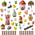 40Pcs Outdoor Miniature Fairy Garden Accessories Kit with Fairy House & Mini Resin Animals - Miniature Garden Decor Gifts for DIY Micro-Enthusiasts