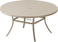 VICLLAX 60" Outdoor Round Patio Dining Table for 8-10, All Weather Metal Dining Table with Umbrella Hole for Deck Lawn Garden Backyard, Sandshell