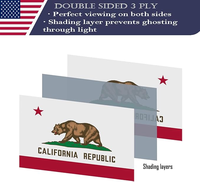 California Republic State Flag 2x3 FT Made in The USA-Heavy Duty Vibrant Colors Double Sided Cali CA Flag with 2 Brass Grommets for Home/Company/Indoor Outdoor Decoration