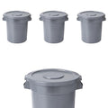 PRO&Family 20 Gallon Trash Can with Lid Round Ingredient Storage Containers Recycling Bin Kitchen Garbage Can Office Garbage Can Trash Barrel Plastic Barrel Yard Waste Bin Outdoor Trashcan (4, Gray)