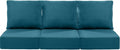 Luxury 24x24x6 Inch Patio Chair Cushions Set of 3 - Memory Foam Deep Seat Water-Resistant Patio Cushion for Lawn Dining Rocking Swivel Chairs Loveseat 3-Seater Sectional Sofa - Peacock Blue