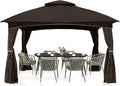 MASTERCANOPY Outdoor Patio Gazebo for Garden with Upgrade Steel Frame and Netting Walls (10x10,Brown)