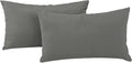 idee-home Outdoor Pillows with Inserts Included, Patio Outside Lumbar Pillows Waterproof Set of 2, 12 x 20 inch Dark Grey