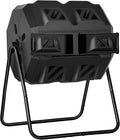 43 Gallon Compost Bin Outdoor Tumbling Composting Bins Compost Tumbler Bucket Trash Can w/Dual Chamber Sliding Doors for Garden Patio,Black Door