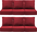Luxury 22x24/22x25 6-Inch Outdoor Deep Seat Cushions Set of 6 - Comfortable Patio Zipper Chair Cushion for Outside Wicker Dining Rocking Swivel Chairs Loveseat Couch Sectional Sofa - Red
