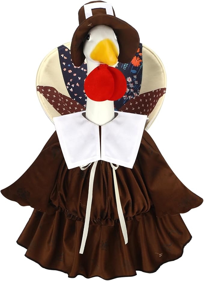 Suzile Thanksgiving Goose Outfit Dresses Clothes for 23" High Cement or Plastic Porch Goose Costume for Yard Lawn Outdoor Garden Patio Statue Xmas Santa Holiday Decor