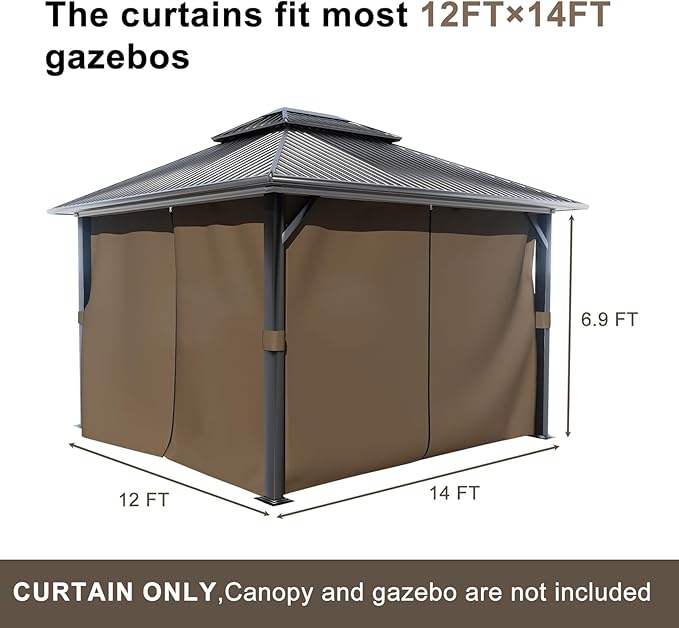 BPS 12' x 14' Gazebo Curtain Privacy 4-Panel Sidewall Outdoor Replacement Shade (Only Curtain)