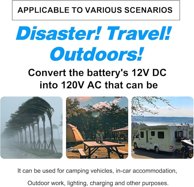 3000 Watt Pure Sine Wave Power Inverter with LCD 12V DC to 110V/120V AC Peak Power 6000W Car Power Inverter with 4 AC Outlets & 1 USB Port & Remote Control for Truck RV Car Solar System