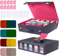 5-Row 3900+ Trading Card Storage Box for MTG, Card Deck Box with Snap-fit Design, 5 Card Sleeves, 10 Stoppers, 80 Dividers and 1 Dice Tray (Black-Red)