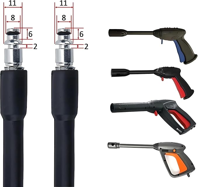 5800PSI/400Bar Ultra Flexible Pressure Washer Hose for Bosch Home Cleaning, 5M-30M High Pressure Extension Tube with Quick-Connect Adapter,(Red/Blue/Yellow/Green/Grey/Orange/Light Blue)(Grey,16FT)