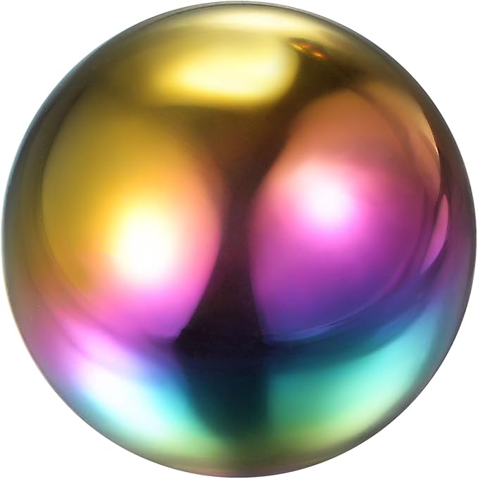 uxcell Rainbow Gazing Ball 8 Inch 200mm Reflective Sphere Polished Hollow Ball, Stainless Steel Gazing Globe Mirror Ball for Home Garden Outdoor Decoration