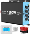 New Upgraded 1500 Watts Pure Sine Wave Inverter, 12V DC to 110V AC Power Inverter with 4 AC Outlets, USB Port, Type-C Port for Truck, Vehicle, Power Outage, Remote Control with LCD Screen
