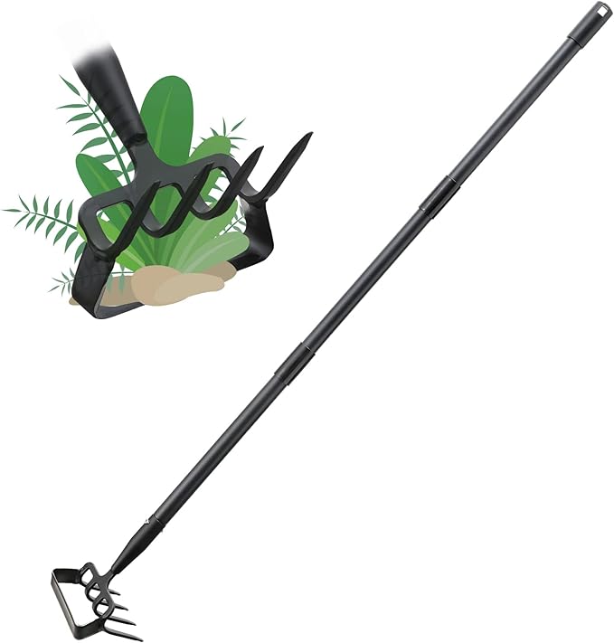 Oliynedy Stirrup Hoe Cultivator Garden Tool Heavy Duty,Scuffle Loop Hula Action Hoe Weeding Gardening Hand Tools for Women Kids Men,Metal Weeder Scraper Garden Hoe Rake Weed Puller Long Handle 32-72