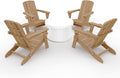 Folding Adirondack Chair Wood Texture 4 Pack, HDPE All-Weather Fire Pit Chairs, Plastic Adirondack Chairs with 2 Cup Holder, Outdoor Lawn Chair for Patio Garden (Teak)