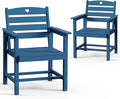 HDPE 2-Piece Outdoor Dining Chairs, Weather-Resistant Heart-Cutout Design Patio Dining Chairs, Outdoor Furniture for Lawn, Patio, Porch, Deck, Poolside, Yard (Classic Blue)