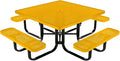 COATEDOUTDOORFURNITURE Heavy-Duty Portable Outdoor Kids Table with Umbrella Hole, Punched Steel Kids Picnic Table, Commercial-Grade, Made in America (46 in, Square, Childrens, Textured Yellow)