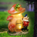 VINIUSIKI Garden Statues Mushroom House Gnome with Solar Light, LED Outdoor Fairy House Statue for Lawn,Balcony-Yard Art Patio Decor, Outdoor Easter Decorations Gifts for Mom Women