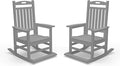 Kingdura Outdoor Rocking Chairs Set of 2, HDPE Plastic Patio Rocking Chair All-Weather Oversized Porch Rocker with High Back for Patio Outside Backyard Balcony (Grey)
