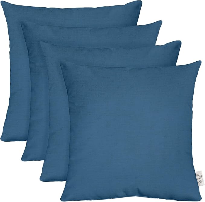 RSH DECOR: Sunbrella Square Throw Pillows Set of 4 | 20" x 20" | Water and Fade-Resistant Performance Fabric | Outdoor Pillow Covers with Down-Alternative Inserts | Canvas Regatta