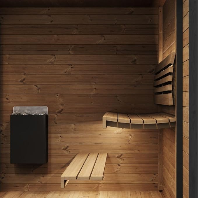 GL6 Outdoor Sauna Kit, Garden Luxury-Series Outdoor DIY Sauna Kit, Thermo-Spruce, up to 6 Persons Bundles (Sauna Heater and Sauna Stones Included) (HIVE MINI 11 WiFi - Mirror)