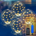 4 Pack Solar Floating Pool Lights, 14 Inch 3000K Warm White Inflatable LED Pool Balls with Remote, IP68 Waterproof Pool Lights That Float for Swimming Pool Party Yard Outdoor Decor