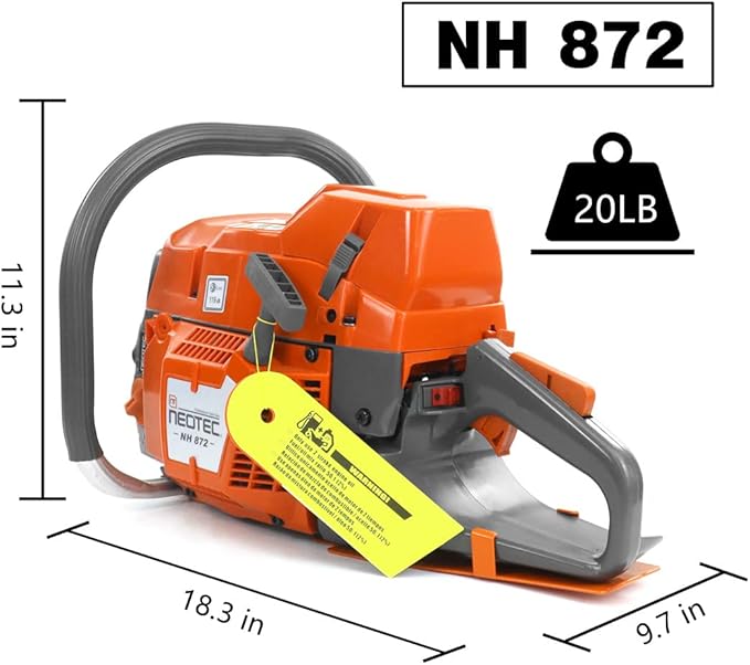 NEO-TEC NH872 24 Inch Gas Chainsaw,71 cc Gasoline Chain Saw Power Head,All Parts Compatible with Husqvarna 372XP