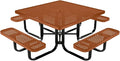COATEDOUTDOORFURNITURE Heavy-Duty Portable Outdoor Kids Table with Umbrella Hole, Punched Steel Kids Picnic Table, Commercial-Grade, Made in America (46 in, Square, Childrens, Textured Copper)