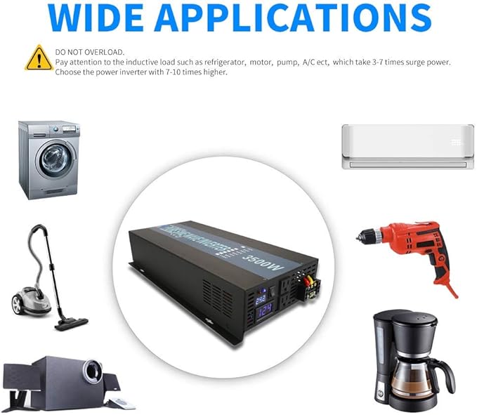 WZRELB 3500W36V 120V Pure Sine Wave Power Inverter with 2 AC Outlets,Car Inverter,Remote Control