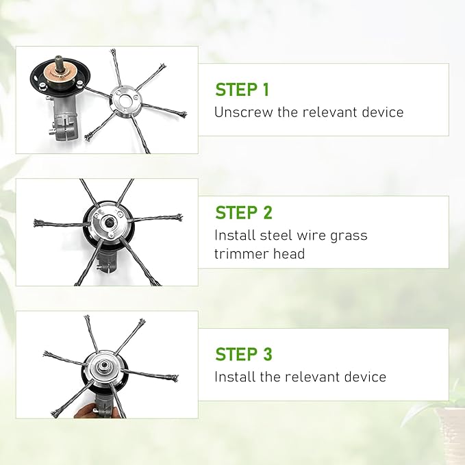 Steel Wire Grass Trimmer Head, 2025 New String Trimmer Replacement Head for Electric Battery Powered Cordless String Trimmer,6 Inch Wired Trimmer Blade for Lawn Mower Tray（2PC,6 Blade）