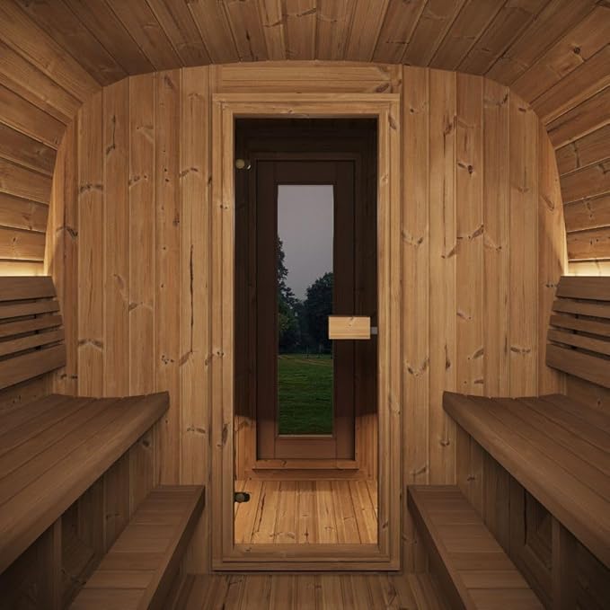 Model CL12GCP, Cube-Series Outdoor Home Sauna Suite Kit, Up to 8 Persons (Sauna Heater and Sauna Stones Included) (HIVE MINI 11 WiFi - Gold)