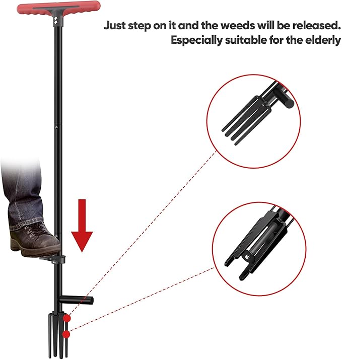 FLORA GUARD Weed Puller Tool with Long Handle - Stand-Up Weeding Tool for Lawn & Garden, Effortlessly Remove Roots Without Bending or Kneeing, Extra Long Gripper for Dandelion & Deep Roots