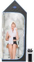 Portable Sauna Box for Home Spa Full Body, Personal Steam Sauna Tent Sauna Room with 3L 110V 1000W Steamer, 90 Minute Timer with Remote Control, 4 Temperature Levels, Folding Chair