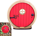Red Fairy Garden Door,Tree Fairy Doors Decoration for Trees Outdoor and Tree Trunk,DIY Mini Garden Lawn Ornament Decor,Fairytale Tiny House Doors Mini Gift,Buildings and Structures Garden Miniatures