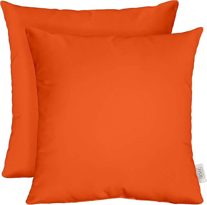 RSH DECOR: Sunbrella Square Throw Pillows Set of 2 | 17" x 17" | Water and Fade-Resistant Performance Fabric | Outdoor Pillow Covers with Down-Alternative Inserts | Canvas Melon
