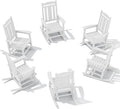 SERWALL Outdoor Rocking Chair Set of 6, Patio Rocking Chair Sets, HDPE Rocking Chair for Adults, White