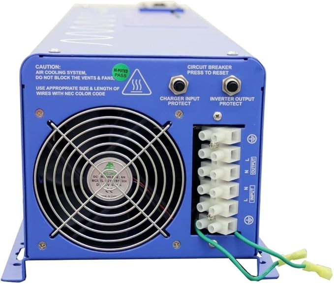 AIMS Power 4000 Watt / 12000 Watt Peak Pure Sine Inverter Charger 12 Volt DC to 120 Volt AC with LCD Remote