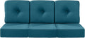 Luxury 22x24/22x25 6-Inch Patio Chair Cushions Set of 3 - Deep Seat Water Repellent Patio Cushion for Dining Rocking Swivel Chairs Loveseat 3-Seater Sectional Sofa - Peacock Blue