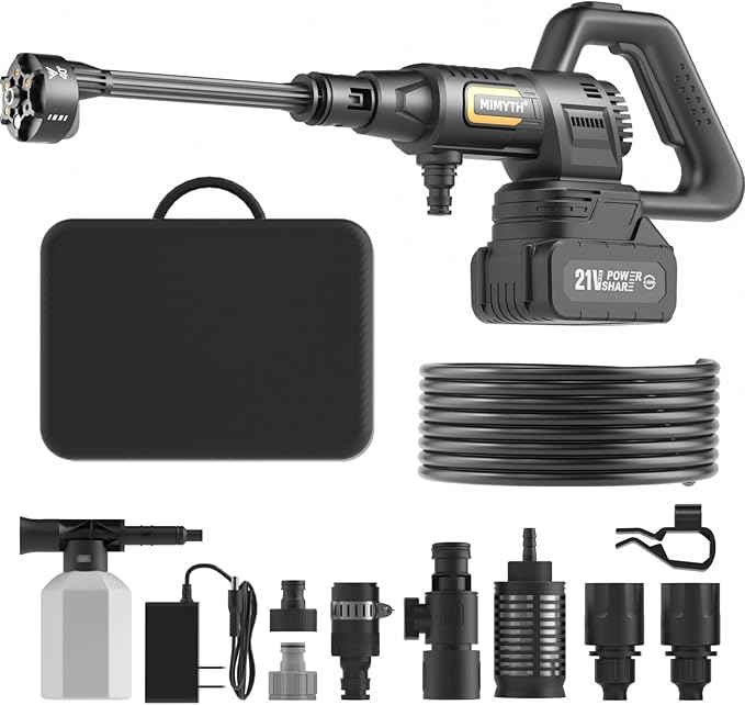 Cordless Pressure Washer Battery Powered; 1200PSI Cordless Power Washer with Brushless Motor, 4.0Ah Battery,6-in-1 Nozzle, 3 Power Level; Handheld Portable Pressure Washer Cordless (5022-BK2)
