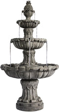 58.3" 3-Tier Outdoor Freestanding Water Fountain - Classic Leaf Design, Large Bird Bath with Pump - Ideal for Yard, Lawn and Garden Décor