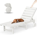 Outdoor Chaise Lounge Chairs, 26.8” Super Wide Lounge Chair Outdoor, HDPS Pool Chairs with 5 Positions, Patio Lounge Chair with Wheels for Pool,Lawn,Backyard, White