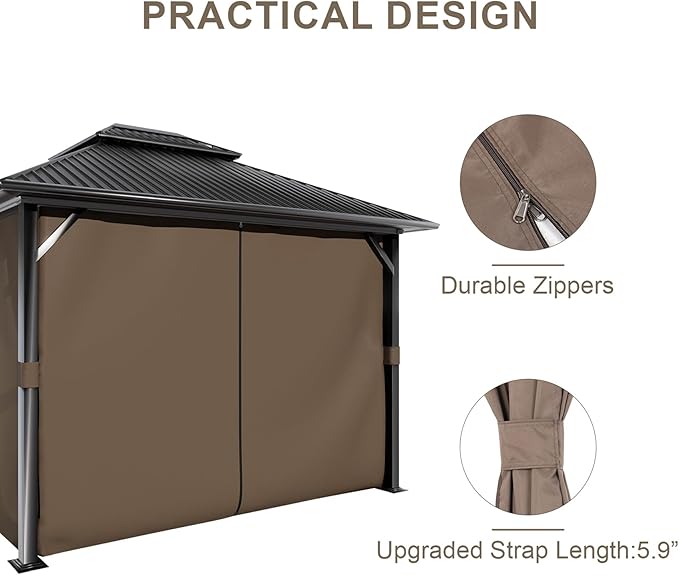 BPS 10' x 12' Gazebo Curtain Privacy 4-Panel Sidewall Outdoor Replacement Shade (Only Curtain)