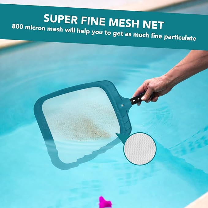 POOLWHALE Professional Pool Skimmer Net,Fine Mesh Net Bag,Heavy Duty Swimming Leaf Skimmer Cleaning Tool - Fast Cleaning,Debris Pickup Removal- Fits Standard Swimming Pool Poles(No Pole)