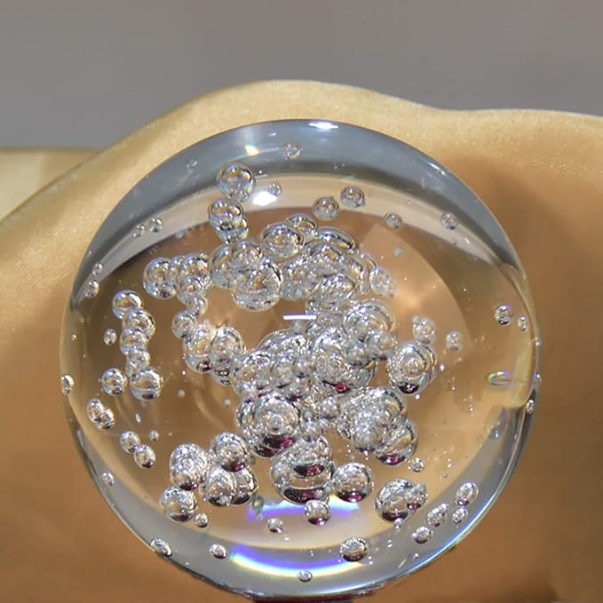 ChezMax Crystal 3 inch (80mm) Bubble Crystal Ball Paperweight Gorgeous Glass Ball for Decorative Ball Lensball Photography Gazing Divination or Feng Shui and Fortune Telling Ball