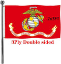 Jayus Double Sided US Marine Corps Military Flags 2x3 FT Outdoor - Vivid Colors 220D Marine Corps Flag Banner with 2 Grommets