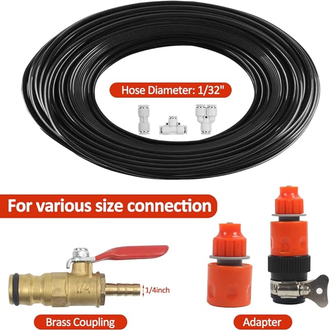 24ft Water Fed Pole Kit,Window Cleaning Poles,Water Fed Cleaning Brush,Aluminum Outdoor Window Cleaner,Extendable Telescopic Pole Water Fed Brush Spray Washer for Window Glass/Solar Panel