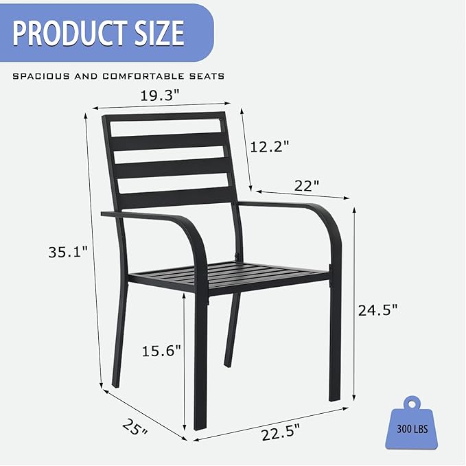 Outdoor Dining Chairs Set of 2, Aluminum Frame Stackable Patio Dining Chairs with Armrest, Wrought Iron Patio Bistro Chairs for Lawn, Backyard, Garden, Porch